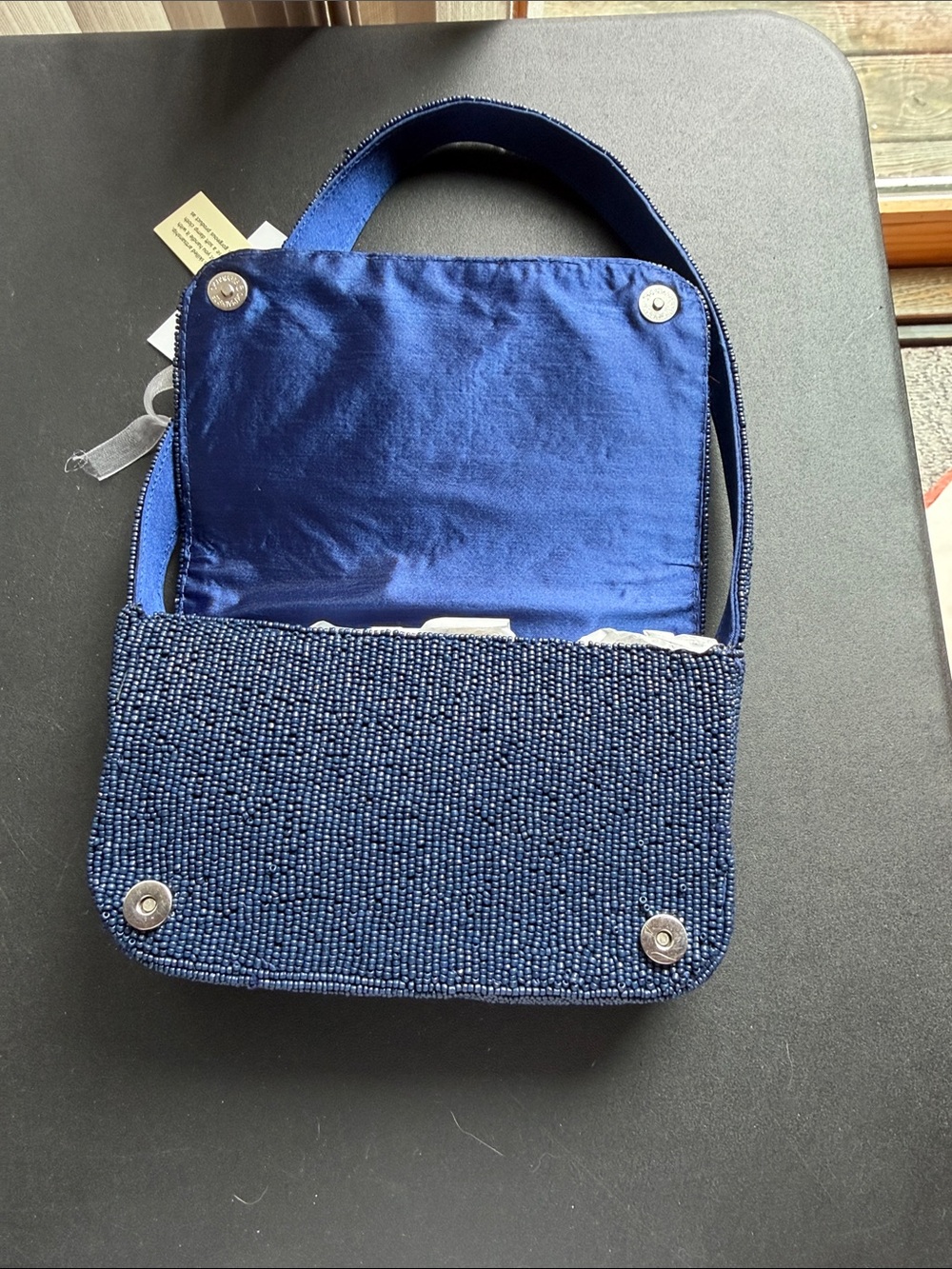 From India to You Beaded Paris Motif Shoulder Bag - Navy - Picture 9 of 11